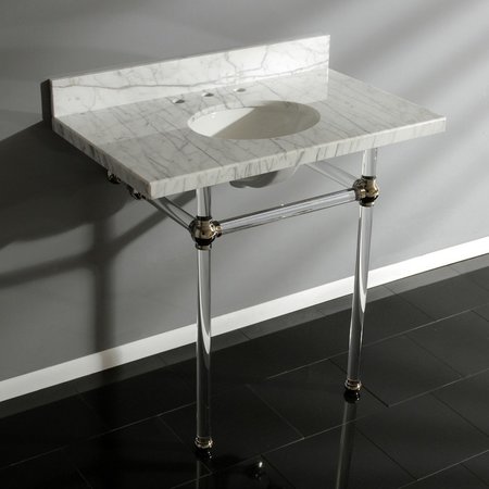 Fauceture 36X22 Marble Vanity Top W/ Acrylic Feet Combo, Marble/Nickel KVPB36MA6